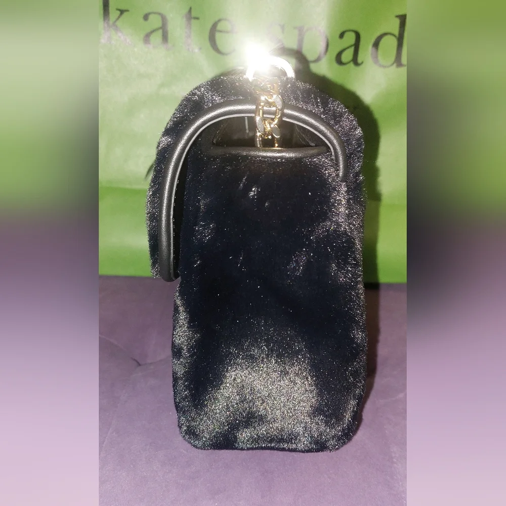 Kate Spade Carey Faux Fur Small Flap Shoulder Bag in Black
